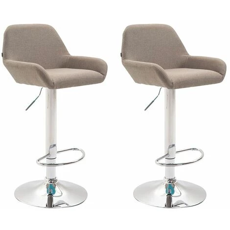CLP Lot De 2 Tabourets De Bar Braga Tissu Taupe Chrome 3 CLP Lot De 2 Tabourets De Bar Braga Tissu Taupe Chrome