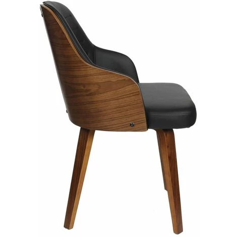 ALTOBUY ROJDA - Chaise Rétro Simili Noir Et Contreplaqué Marron - Noir 6 ALTOBUY ROJDA - Chaise Rétro Simili Noir Et Contreplaqué Marron - Noir – Image 4