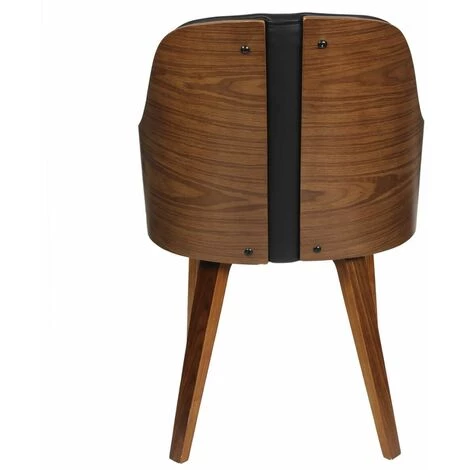 ALTOBUY ROJDA - Chaise Rétro Simili Noir Et Contreplaqué Marron - Noir 7 ALTOBUY ROJDA - Chaise Rétro Simili Noir Et Contreplaqué Marron - Noir – Image 5