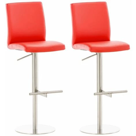 CLP Lot De 2 Tabourets De Bar Cadiz En Similicuir Rouge Acier Affiné 3 CLP Lot De 2 Tabourets De Bar Cadiz En Similicuir Rouge Acier Affiné