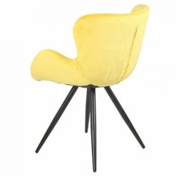 MEUBLETMOI Lot De 2 Chaises Style Scandinave Velours Jaune Et Métal Noir - LOTUS - Jaune -banc et tabouret Soldes Boutique 19935222 4