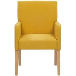 BELIANI Chaise De Salle à Manger En Tissu Jaune - Jaune -banc et tabouret Soldes Boutique 19943108 4