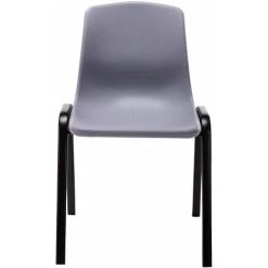 CLP Lot De 4 Chaises Empilables Nowra Avec Assise En Plastique Et Piètement En Métal Noir Mat Gris -banc et tabouret Soldes Boutique 20031491 2