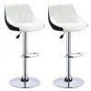 OOBEST 2 X Tabouret De Bar En Similicuir, Siège Bien Rembourré, Hauteur Réglable, 32x46x105 Cm, Blanc + Noir -banc et tabouret Soldes Boutique 20031858 1