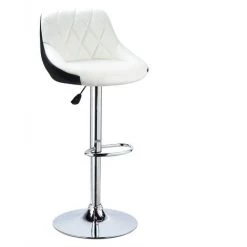 OOBEST 2 X Tabouret De Bar En Similicuir, Siège Bien Rembourré, Hauteur Réglable, 32x46x105 Cm, Blanc + Noir -banc et tabouret Soldes Boutique 20031858 3