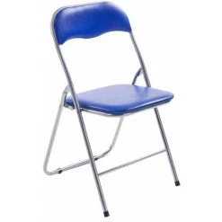 DéCOSHOP26 Chaise De Cuisine Pliable Bleu Pied En Métal Chromé - Bleu