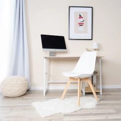 URBAN MEUBLE Lot De 4 Chaises Scandinaves Blanches Et Bois Salle à Manger Séjour Hauteur D'assise 39cm -banc et tabouret Soldes Boutique 20411065 3