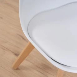 URBAN MEUBLE Lot De 4 Chaises Scandinaves Blanches Et Bois Salle à Manger Séjour Hauteur D'assise 39cm -banc et tabouret Soldes Boutique 20411065 5