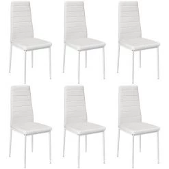 OOBEST 6 Chaises De Salle à Manger Ou De Cuisine Design Épuré Cadre En Acier Blanc