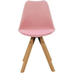 IDIMEX Lot De 4 Chaises De Salle à Manger TYSON Style Scandinave Design Nordique Piètement Bois Massif, Siège Coque En Plastique Rose - Pink -banc et tabouret Soldes Boutique 20480730 3