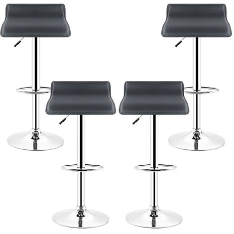 DAZHOM Tabourets De Bar Manhattan En Similicuir, (Lot De 4, Noir) Hauteur Reglable, Barre Repose-Pieds Chromes, Rotatif A 360 Degr 4 DAZHOM Tabourets De Bar Manhattan En Similicuir, (Lot De 4, Noir) Hauteur Reglable, Barre Repose-Pieds Chromes, Rotatif A 360 Degr – Image 2