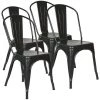 OOBEST Lot De 4 Chaises Salle à Manger Style Industriel En Métal Empilable Tabouret De Cuisine Vintage Assise Métal 85*45*45cm Noir -banc et tabouret Soldes Boutique 20717053 1
