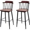 2x Tabouret De Bar HHG-877b, Chaise Bar, Bois Massif, Rétro,métal, Repose-pied, Gastronomie ~ Vintage Marron -banc et tabouret Soldes Boutique 20796614 1