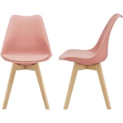 Lot De 2 Chaises De Salle à Manger Milano Similicuir Effet Hêtre Rose [en.casa] -banc et tabouret Soldes Boutique 20889631 2