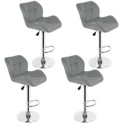 DazHom?Lot De 4 Tabourets De Bar Gris��Hauteur R��glable��Style Europ��en -banc et tabouret Soldes Boutique 22090682 3