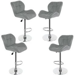 DazHom?Lot De 4 Tabourets De Bar Gris��Hauteur R��glable��Style Europ��en -banc et tabouret Soldes Boutique 22090682 5
