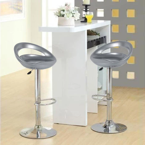DazHom?Lot De 2 Tabourets De Bar��Hauteur R��glable - Gris - Style Contemporain 6 DazHom?Lot De 2 Tabourets De Bar��Hauteur R��glable - Gris - Style Contemporain – Image 4