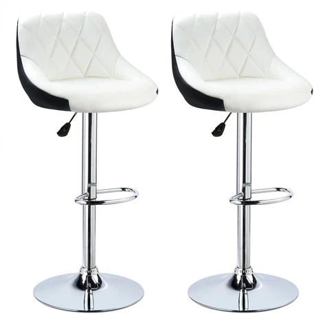 DazHom?Lot De 2 Tabouret De Bar En Similicuir , Hauteur Et Rotation R��glables��Blanc Et Noir 3 DazHom?Lot De 2 Tabouret De Bar En Similicuir , Hauteur Et Rotation R��glables��Blanc Et Noir