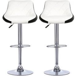 DazHom?Lot De 2 Tabouret De Bar En Similicuir , Hauteur Et Rotation R��glables��Blanc Et Noir 8 DazHom?Lot De 2 Tabouret De Bar En Similicuir , Hauteur Et Rotation R��glables��Blanc Et Noir -banc et tabouret Soldes Boutique 22090733 2