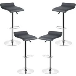DazHom?Lot De 4 Tabourets De Bar - Hauteur R��glable - Contemporain��noir