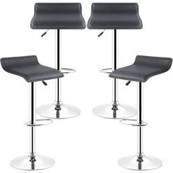 DazHom?Lot De 4 Tabourets De Bar - Hauteur R��glable - Contemporain��noir -banc et tabouret Soldes Boutique 22092014 4