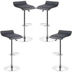 DazHom?Lot De 4 Tabourets De Bar - Hauteur R��glable - Contemporain��noir -banc et tabouret Soldes Boutique 22092014 5