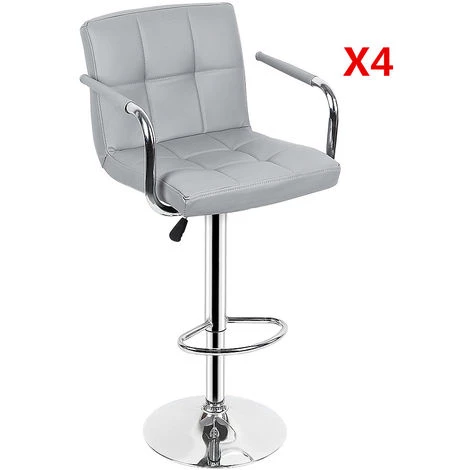DazHom?Lot De 4 Tabourets De Bar Avec Dossier, Accoudoir, Chrom��, Rotation �� 360��, Hauteur R��glable��Gris Clair 7 DazHom?Lot De 4 Tabourets De Bar Avec Dossier, Accoudoir, Chrom��, Rotation �� 360��, Hauteur R��glable��Gris Clair – Image 5