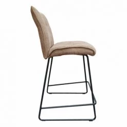 MEUBLETMOI Chaise De Bar En Tissu Beige Avec Piètement En Métal Noir Mat - LUCKY - Beige -banc et tabouret Soldes Boutique 22778233 3