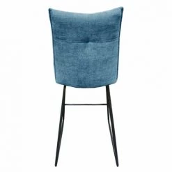 MEUBLETMOI Chaise De Bar En Tissu Bleu Avec Piètement En Métal Noir Mat - LUCKY - Bleu -banc et tabouret Soldes Boutique 22778352 4