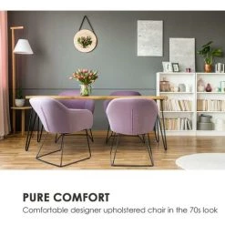 Besoa Zoe Chaise Rembourrée Pieds Acier Revêtement Polyester Velours Rose -banc et tabouret Soldes Boutique 22845311 2