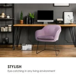 Besoa Zoe Chaise Rembourrée Pieds Acier Revêtement Polyester Velours Rose -banc et tabouret Soldes Boutique 22845311 4