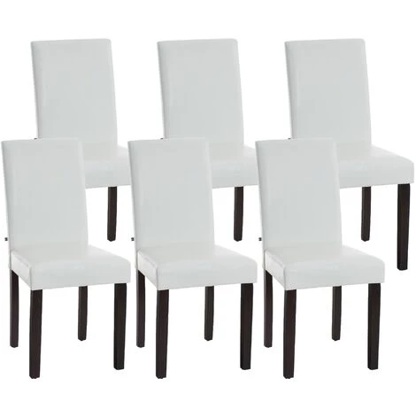 CLP Lot De 6 Chaises De Salle à Manger Ina Similicuir Avec Pieds En Bois Blanc Marron Foncé 3 CLP Lot De 6 Chaises De Salle à Manger Ina Similicuir Avec Pieds En Bois Blanc Marron Foncé