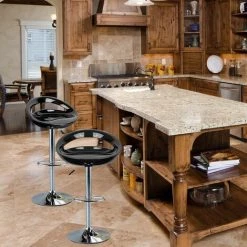 JEOBEST Noir Tabouret De Bar Lot De 2 Réglables En Plastique ABS. Hauteur Réglables Sur Poignée 81 -101 Cm - Noir -banc et tabouret Soldes Boutique 22941423 5