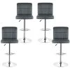 BATHRINS Lot De 4 Tabourets De Bar Rembourree Capitonne En Similicuir Dossier Et Repose-Pieds Ajustables Gris -banc et tabouret Soldes Boutique 23051115 1