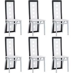 BATHRINS Lot De 6 Chaises De Salle à Manger-Simili Blanc/noir-Style Contemporain-six Trous -banc et tabouret Soldes Boutique 23059684 4