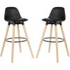 BATHRINS Lot De 2 Tabourets De Bar - Simili NOIR - Pieds En Bois Hêtre Massif - Style Scandinave - L 39,5 X P 44 Cm -banc et tabouret Soldes Boutique 23059951 1