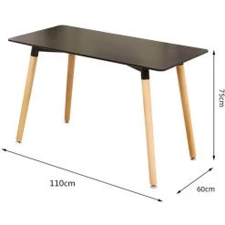 BATHRINS Table à Manger Rectangulaire Scandinave Bois 110cm Noir -banc et tabouret Soldes Boutique 23060051 4