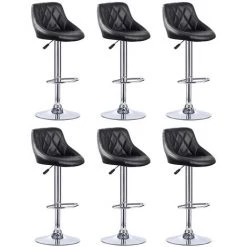 BATHRINS Tabourets De Bar Cuisine -Lot De 6, Couleur Noir, En Similicuir, Pivotant En Simili-Cuir Et Métal, Hauteur Réglable 60-82 Cm -banc et tabouret Soldes Boutique 23062478 5