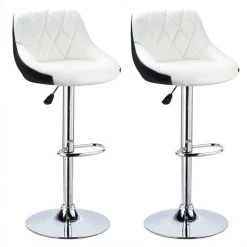 BATHRINS Tabouret De Bar Lot De 2 Avec Siège Bien Rembourré,tabourets En Cuir Artificiel Réglable -Blanc/Noir 9 BATHRINS Tabouret De Bar Lot De 2 Avec Siège Bien Rembourré,tabourets En Cuir Artificiel Réglable -Blanc/Noir -banc et tabouret Soldes Boutique 23062753 3