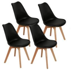 BATHRINS Lot De 4 Chaises - Design Contemporain Nordique Et Scandinave-NOIR -banc et tabouret Soldes Boutique 23064819 5