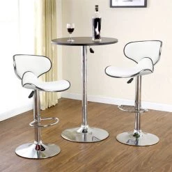 BATHRINS Lot De 2 Tabourets De Bar Réglables - Simili Blanc - Contemporain - L 51 X P 50 Cm -banc et tabouret Soldes Boutique 23066847 5