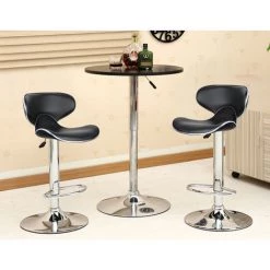 BATHRINS Lot De 2 Tabourets De Bar Réglables - Simili Noir - Contemporain - L 51 X P 50 Cm -banc et tabouret Soldes Boutique 23066947 3