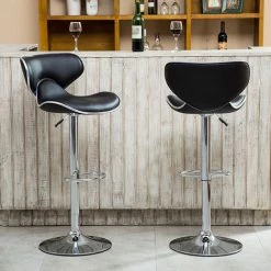 BATHRINS Lot De 2 Tabourets De Bar Réglables - Simili Noir - Contemporain - L 51 X P 50 Cm -banc et tabouret Soldes Boutique 23066947 4