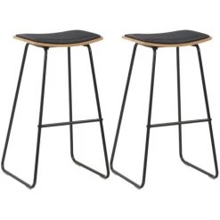 Topdeal Tabourets De Bar 2 Pcs Noir Similicuir