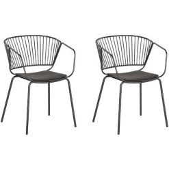 BELIANI Lot De 2 Chaises En Métal Noir - Noir