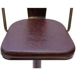 DéCOSHOP26 2x Tabourets De Bar En Simili Cuir Marron Et Métal Noir Style Industrielle Hauteur Réglable - Noir -banc et tabouret Soldes Boutique 23399677 3