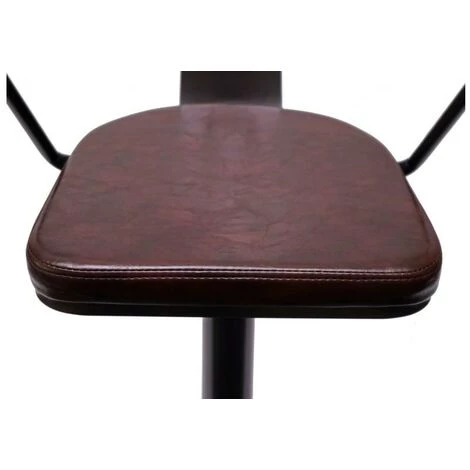 DéCOSHOP26 2x Tabourets De Bar En Simili Cuir Marron Et Métal Noir Style Industrielle Avec Accoudoirs - Noir 6 DéCOSHOP26 2x Tabourets De Bar En Simili Cuir Marron Et Métal Noir Style Industrielle Avec Accoudoirs - Noir – Image 4