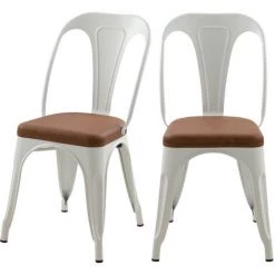 RENDEZ VOUS DéCO Chaise Indus Charly Blanche Et Marron (lot De 2) - Blanc