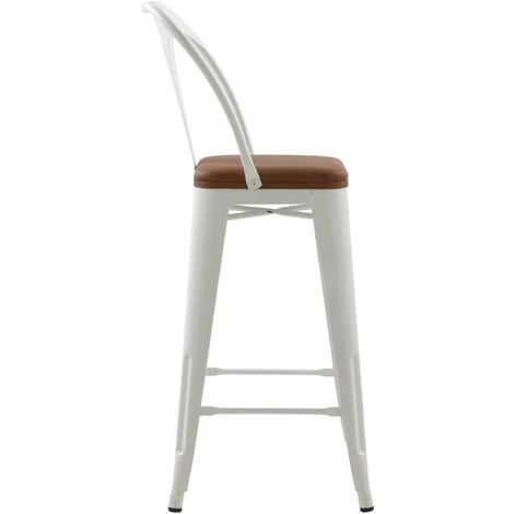 RENDEZ VOUS DéCO Chaise De Bar Mi-hauteur Charly Blanche Et Marron 66cm (lot De 2) - Blanc 5 RENDEZ VOUS DéCO Chaise De Bar Mi-hauteur Charly Blanche Et Marron 66cm (lot De 2) - Blanc – Image 3