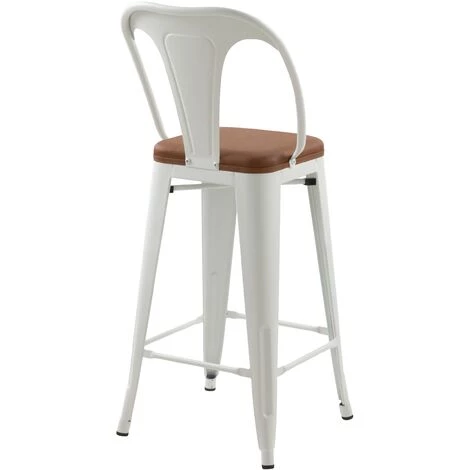 RENDEZ VOUS DéCO Chaise De Bar Mi-hauteur Charly Blanche Et Marron 66cm (lot De 2) - Blanc 6 RENDEZ VOUS DéCO Chaise De Bar Mi-hauteur Charly Blanche Et Marron 66cm (lot De 2) - Blanc – Image 4